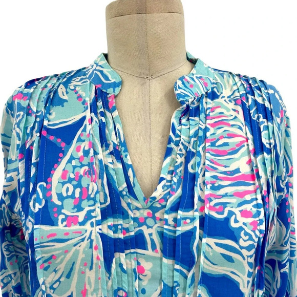 Lilly Pulitzer Sarasota Tunic Top Bay Blue Into the Deep Seashell Print Size‎ XS - Picture 3 of 9